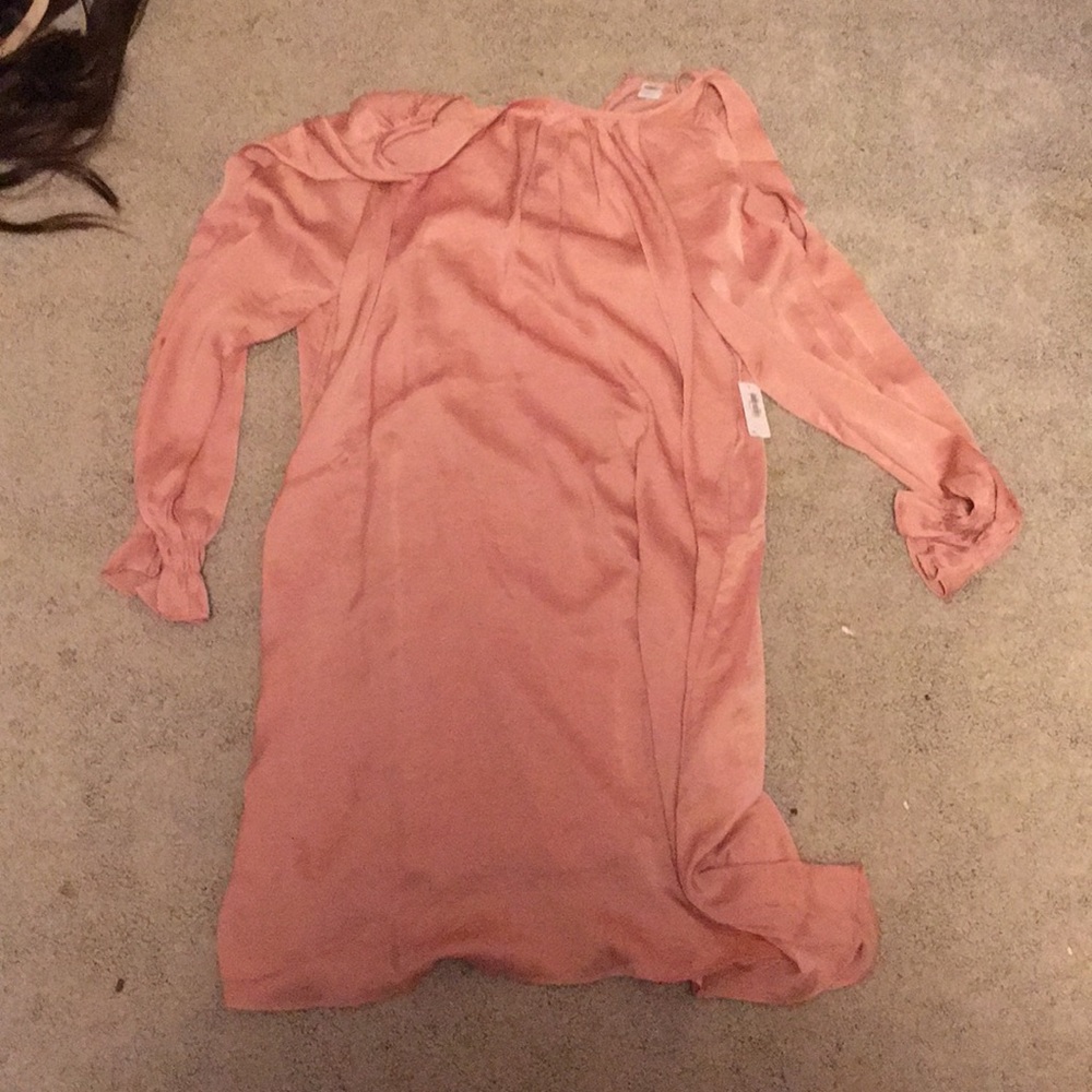Peach dress with small shoulder cut outs